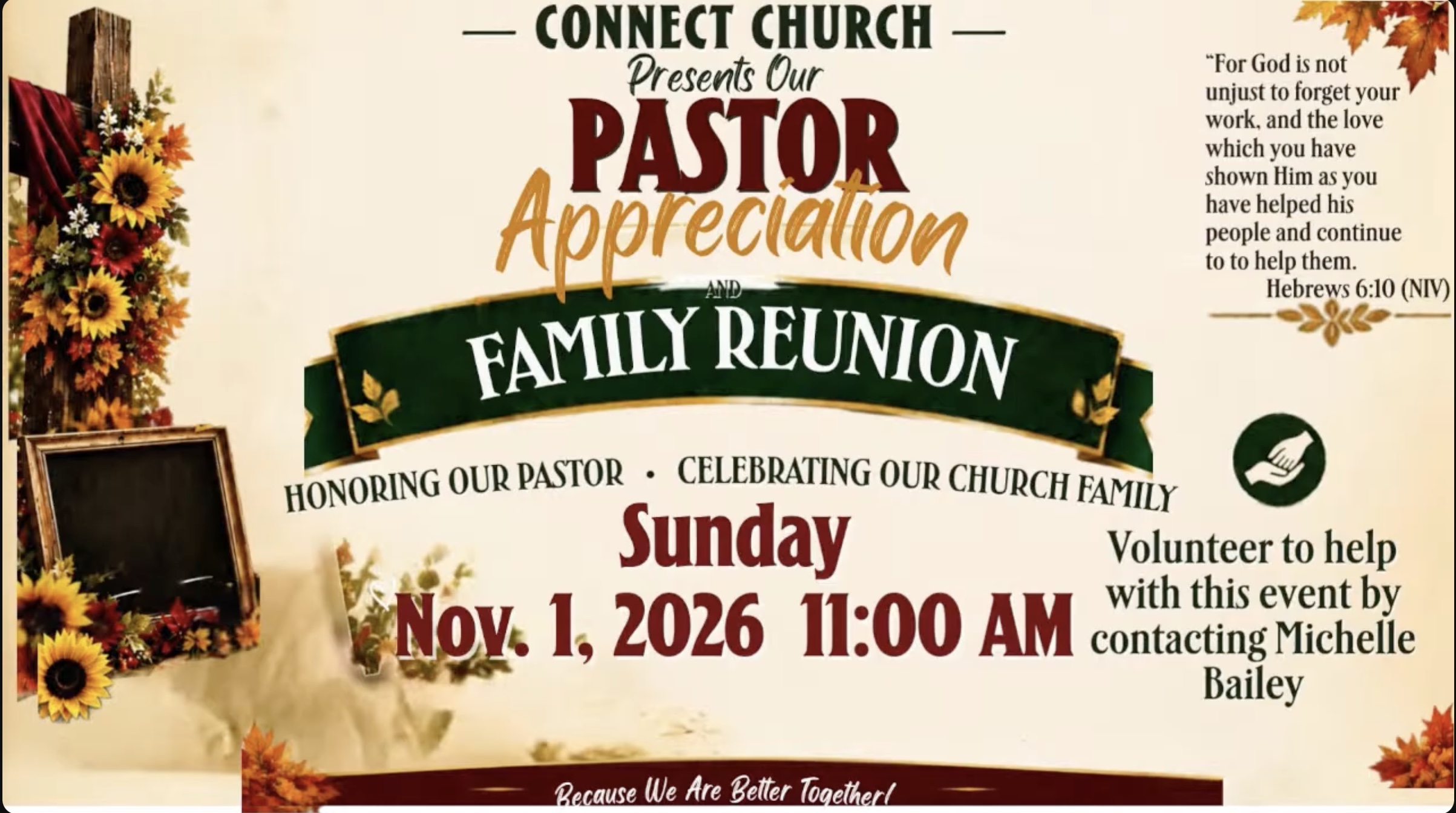 Pastor Appreciation & Family Reunion announcement